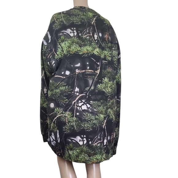 Dickies Womens Long Sleee CamoWest Pullover Shirt Green Black - Picture 3 of 4